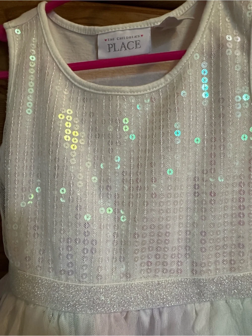 The Children's Place Iridescent Pastel Sequin Tulle Dress - White/Pastel